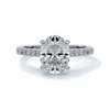 Isabella Engagement ring oval diamond 4 claw cathedral diamond band 18ct white gold