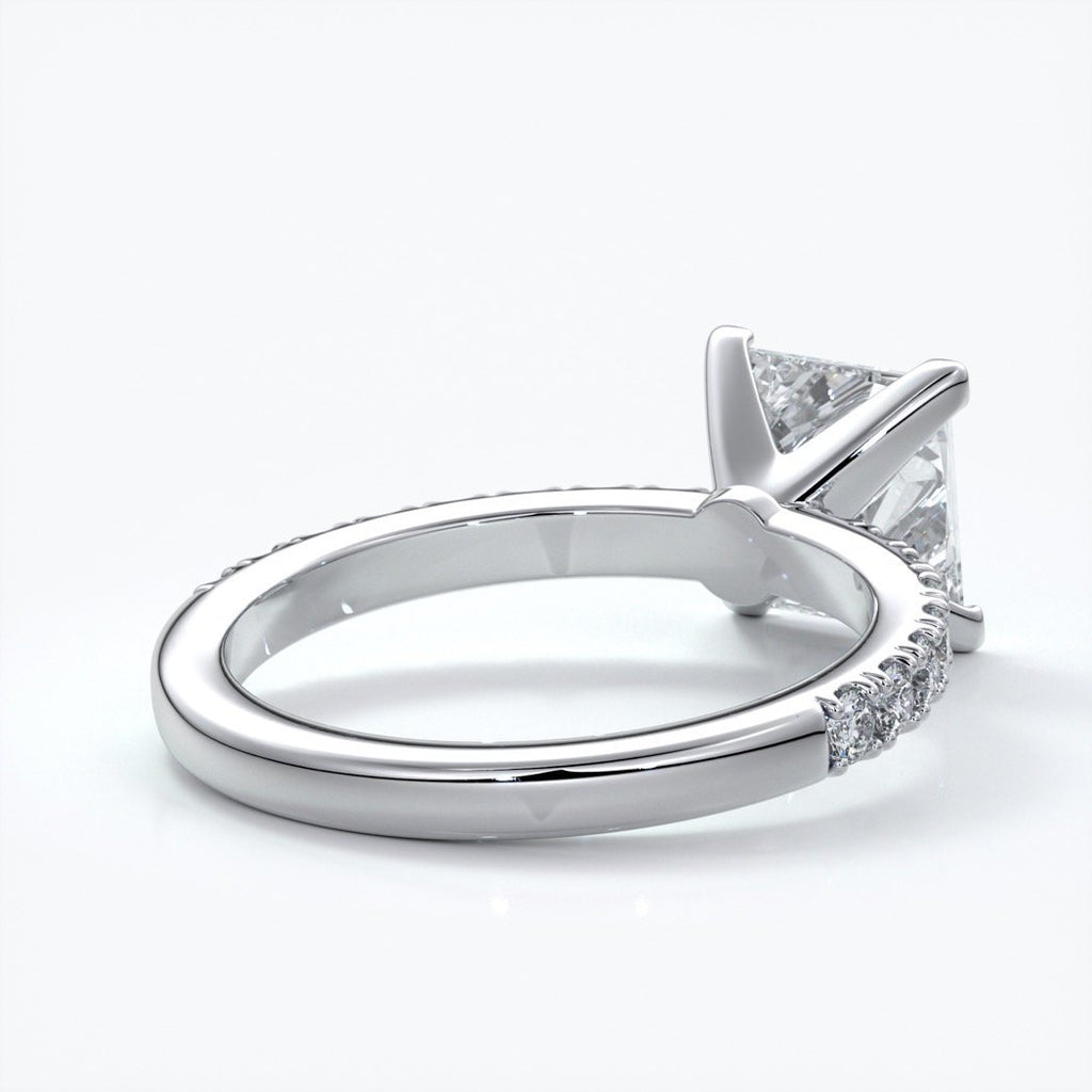 Mary Engagement Ring princess diamond band solitaire plat